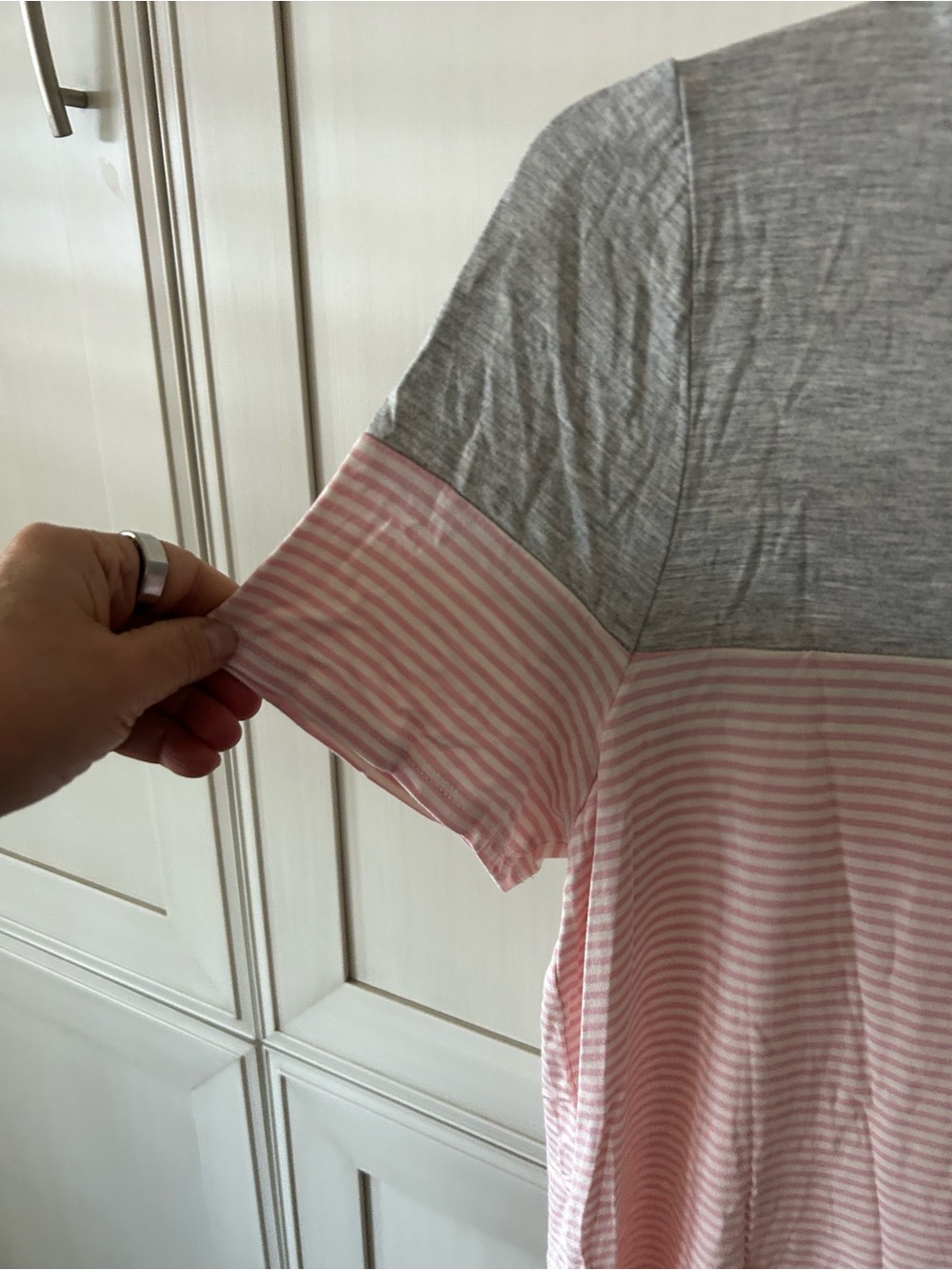 Lovely Melody Gray and Pink Striped Tee - Picture 2 of 6